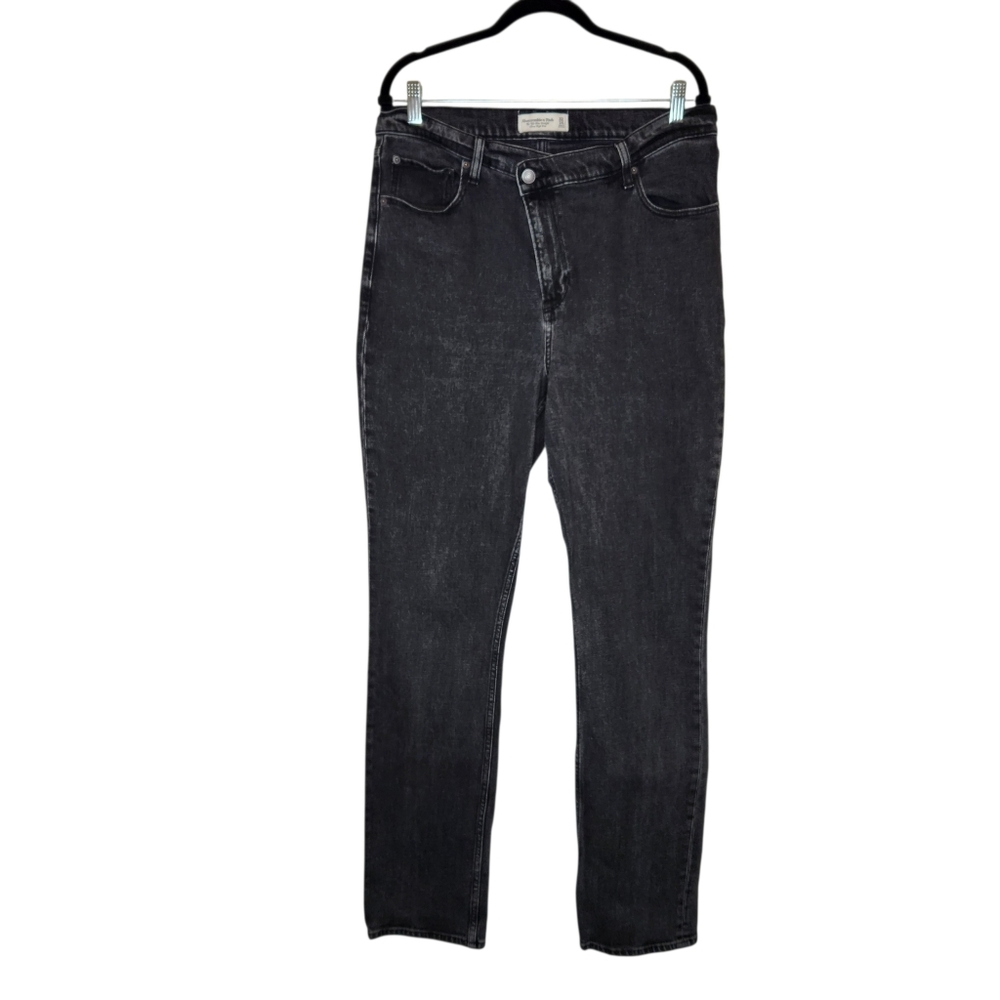 Abercrombie & Fitch The 90s Slim Straight Ultra High Rise Jeans Black 32/14 L